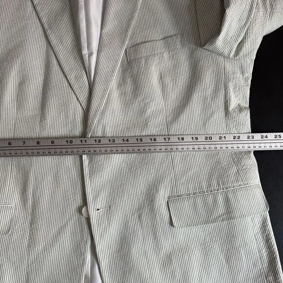 Tommy Hilfiger 48R Blazer Sport Coat Mens Green Seersucker Stripe Cotton - Picture 7 of 11